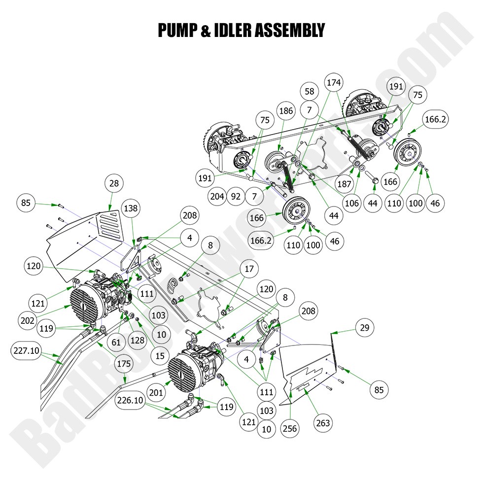 3189 - Bad Boy Mower Parts Lookup > 2023 > Renegade - Gas > Pump & Idler Assembly